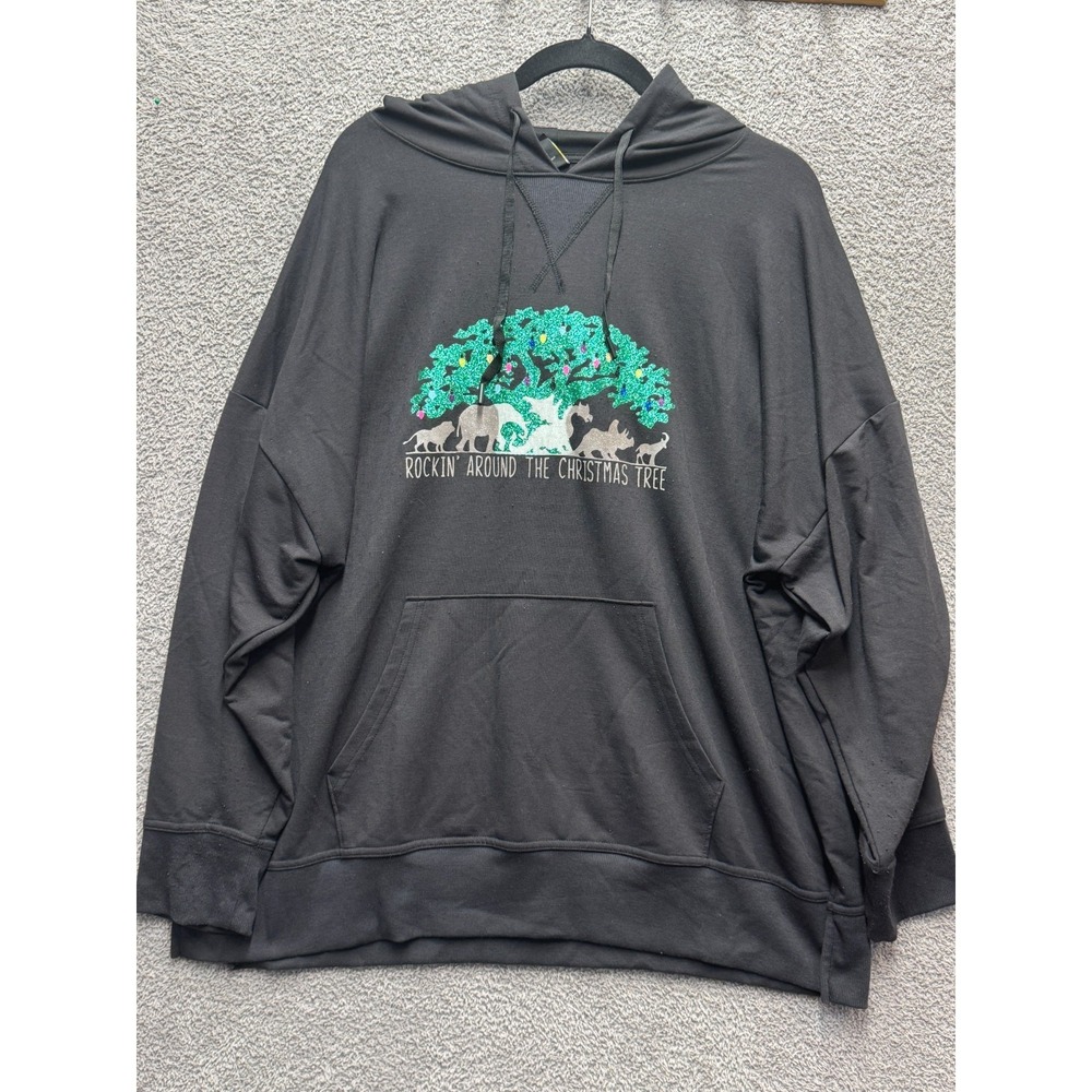 Athletic Works Rockin Around Christmas Tree Hoodie XXXL Black